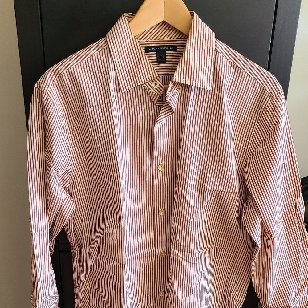 Banana Republic Cream/Brown Stripe Button Down Shirt – Medium